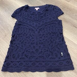 Lily Pulitzer Cap Sleeve Crochet Sweater Top